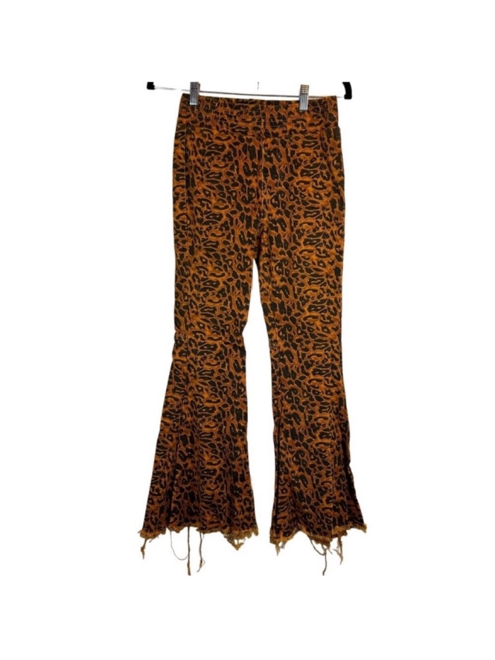 Turquoise Haven high rise distressed wide leg leopard print jeggings